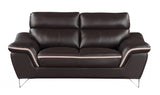 69" Brown And Silver Faux Leather Love Seat - Homeroots