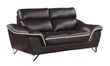 69" Brown And Silver Faux Leather Love Seat - Homeroots
