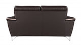 69" Brown And Silver Faux Leather Love Seat - Homeroots