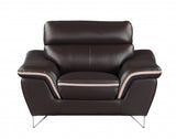 Leather Match Solid Color Pillow Top Arms Club Chair Silver Legs - Homeroots