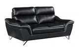 69" Black And Silver Faux Leather Love Seat - Homeroots