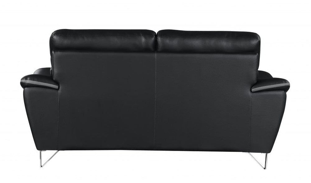69" Black And Silver Faux Leather Love Seat - Homeroots - Flyclothing LLC