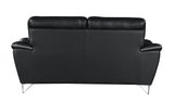 69" Black And Silver Faux Leather Love Seat - Homeroots