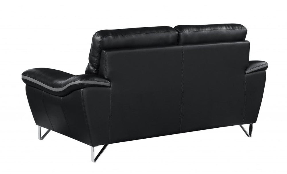 69" Black And Silver Faux Leather Love Seat - Homeroots - Flyclothing LLC