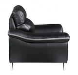 69" Black And Silver Faux Leather Love Seat - Homeroots - Flyclothing LLC
