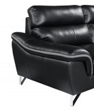 69" Black And Silver Faux Leather Love Seat - Homeroots - Flyclothing LLC