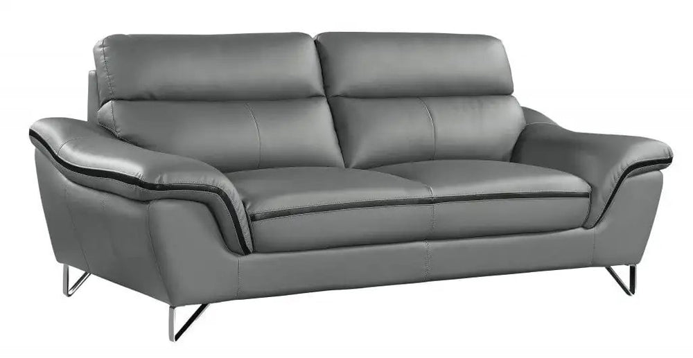 69" Gray And Silver Faux Leather Love Seat - Homeroots - Flyclothing LLC
