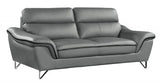 69" Gray And Silver Faux Leather Love Seat - Homeroots