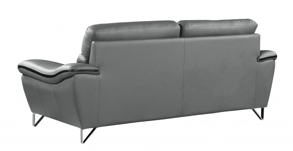 69" Gray And Silver Faux Leather Love Seat - Homeroots - Flyclothing LLC