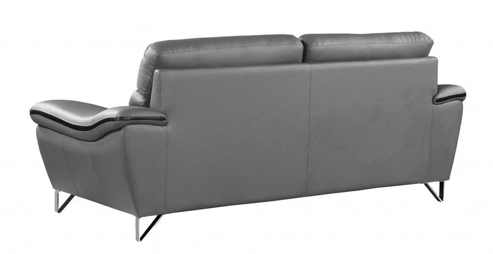69" Gray And Silver Faux Leather Love Seat - Homeroots - Flyclothing LLC