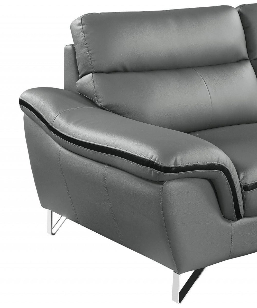69" Gray And Silver Faux Leather Love Seat - Homeroots - Flyclothing LLC