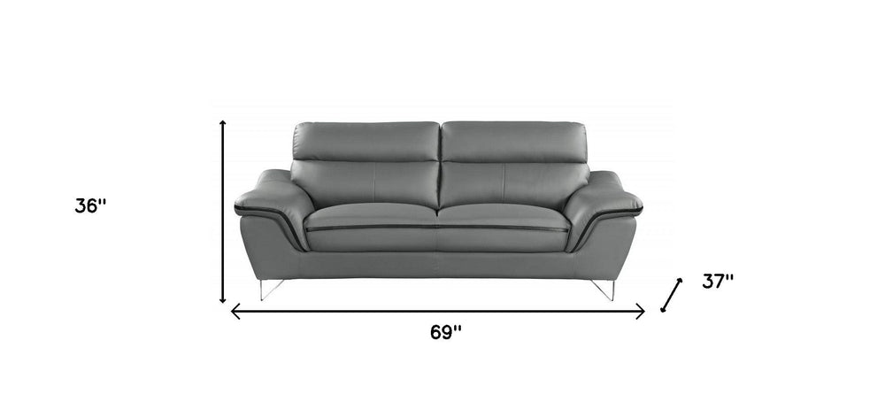 69" Gray And Silver Faux Leather Love Seat - Homeroots - Flyclothing LLC