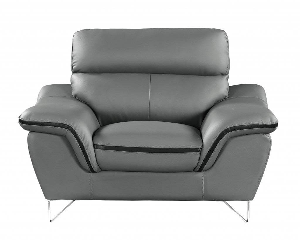 Leather Match Solid Color Pillow Top Arms Silver Legs - Homeroots - Flyclothing LLC