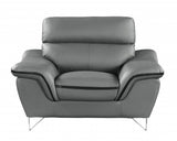 Leather Match Solid Color Pillow Top Arms Silver Legs - Homeroots - Flyclothing LLC