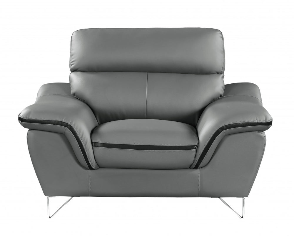 Leather Match Solid Color Pillow Top Arms Silver Legs - Homeroots