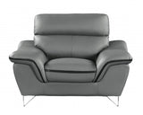 Leather Match Solid Color Pillow Top Arms Silver Legs - Homeroots