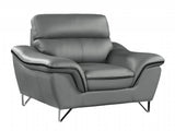 Leather Match Solid Color Pillow Top Arms Silver Legs - Homeroots
