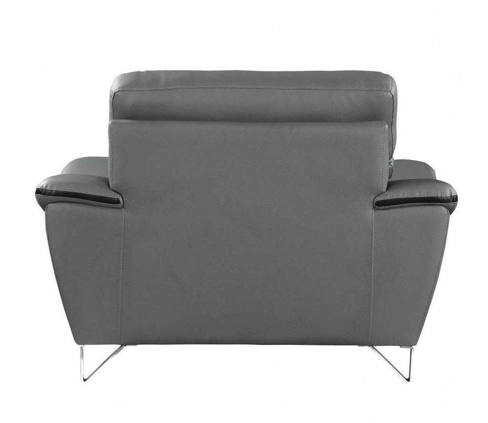 Leather Match Solid Color Pillow Top Arms Silver Legs - Homeroots - Flyclothing LLC