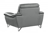 Leather Match Solid Color Pillow Top Arms Silver Legs - Homeroots