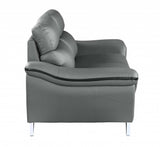 Leather Match Solid Color Pillow Top Arms Silver Legs - Homeroots - Flyclothing LLC