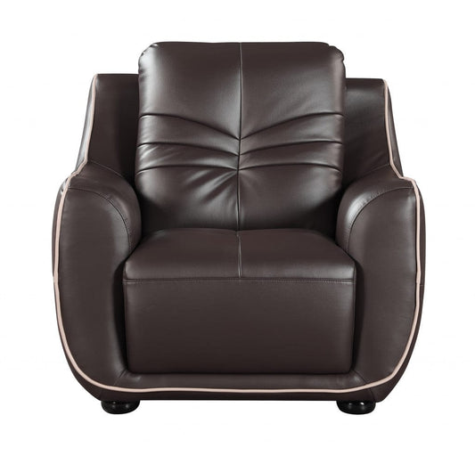 Leather Match Solid Color Flared Arms Club Chair Brown Legs - Homeroots