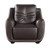 Leather Match Solid Color Flared Arms Club Chair Brown Legs - Homeroots