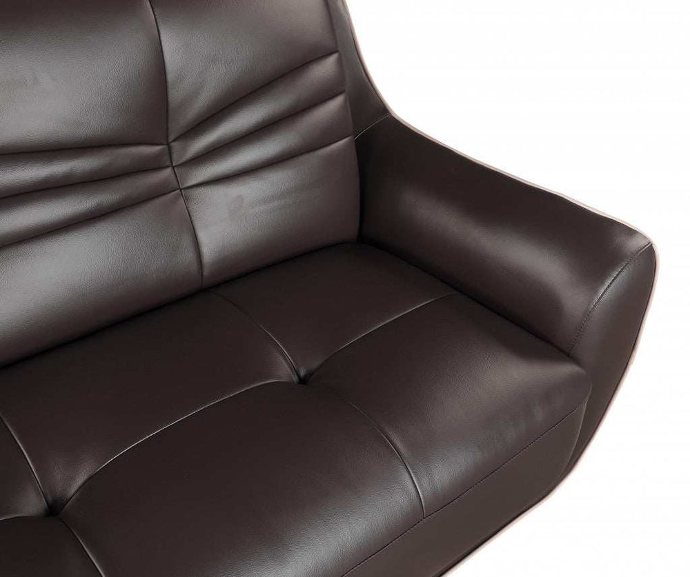 Leather Match Solid Color Flared Arms Club Chair Brown Legs - Homeroots - Flyclothing LLC