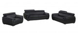 Three Piece Indoor Black Genuine Leather Six Person Seating Set - Homeroots - Flyclothing LLC