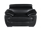 Three Piece Indoor Black Genuine Leather Six Person Seating Set - Homeroots