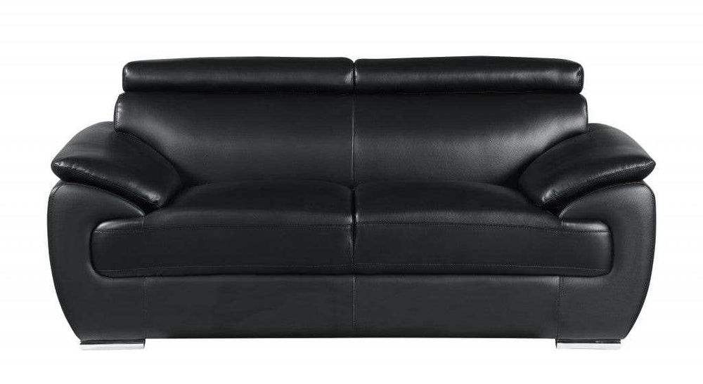 Three Piece Indoor Black Genuine Leather Six Person Seating Set - Homeroots - Flyclothing LLC