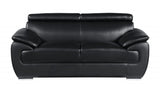Three Piece Indoor Black Genuine Leather Six Person Seating Set - Homeroots