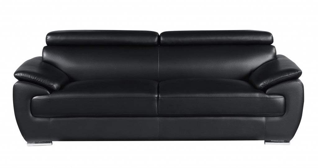 Three Piece Indoor Black Genuine Leather Six Person Seating Set - Homeroots - Flyclothing LLC