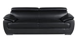 86" Black Leather Sofa With Silver Legs - Homeroots - Flyclothing LLC