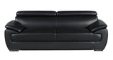 86" Black Leather Sofa With Silver Legs - Homeroots