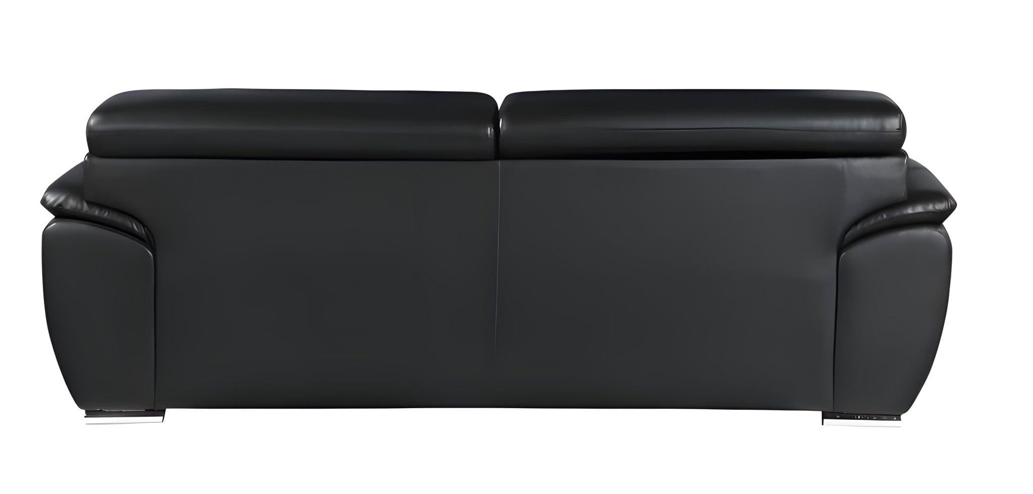 86" Black Leather Sofa With Silver Legs - Homeroots - Flyclothing LLC