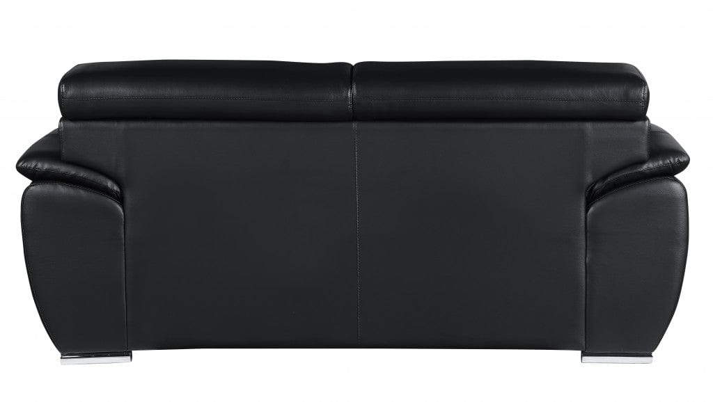 69" Black And Silver Faux Leather Loveseat - Homeroots - Flyclothing LLC