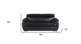 69" Black And Silver Faux Leather Loveseat - Homeroots - Flyclothing LLC