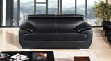 69" Black And Silver Faux Leather Loveseat - Homeroots