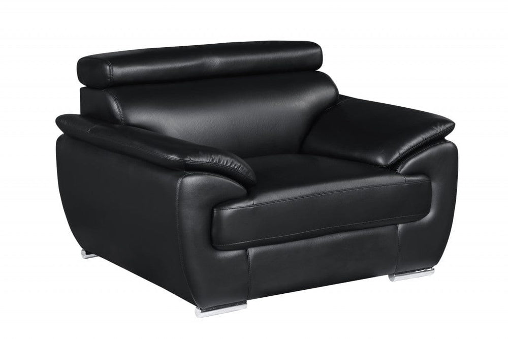 32" To 38" Black Captivating Leather Chair - Homeroots