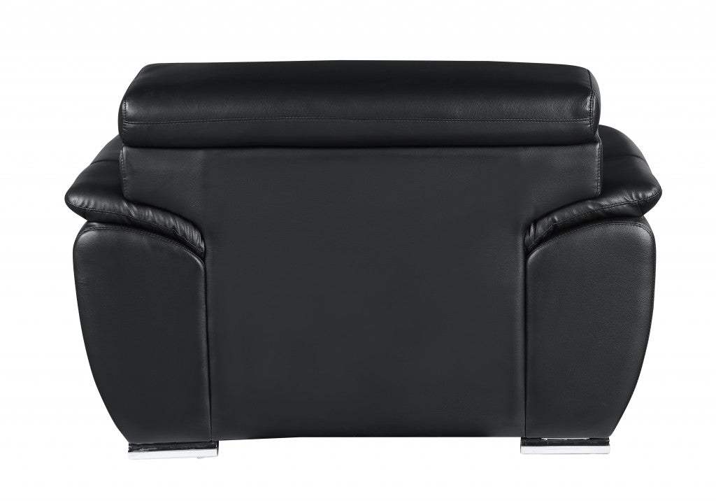 32" To 38" Black Captivating Leather Chair - Homeroots - Flyclothing LLC