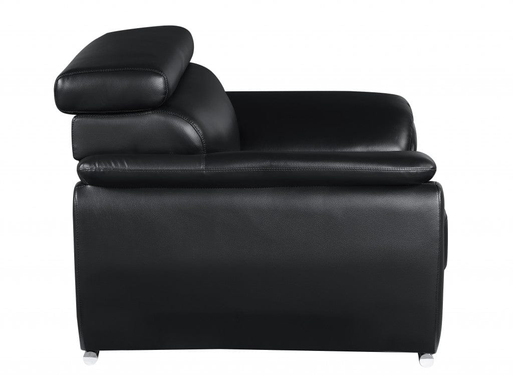 32" To 38" Black Captivating Leather Chair - Homeroots - Flyclothing LLC