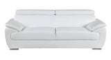 86" White Leather Sofa With Silver Legs - Homeroots - Flyclothing LLC