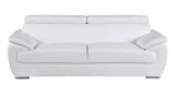 86" White Leather Sofa With Silver Legs - Homeroots
