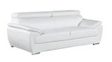86" White Leather Sofa With Silver Legs - Homeroots