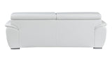 86" White Leather Sofa With Silver Legs - Homeroots - Flyclothing LLC