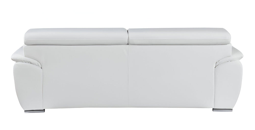 86" White Leather Sofa With Silver Legs - Homeroots - Flyclothing LLC