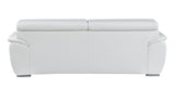 86" White Leather Sofa With Silver Legs - Homeroots