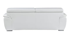 86" White Leather Sofa With Silver Legs - Homeroots