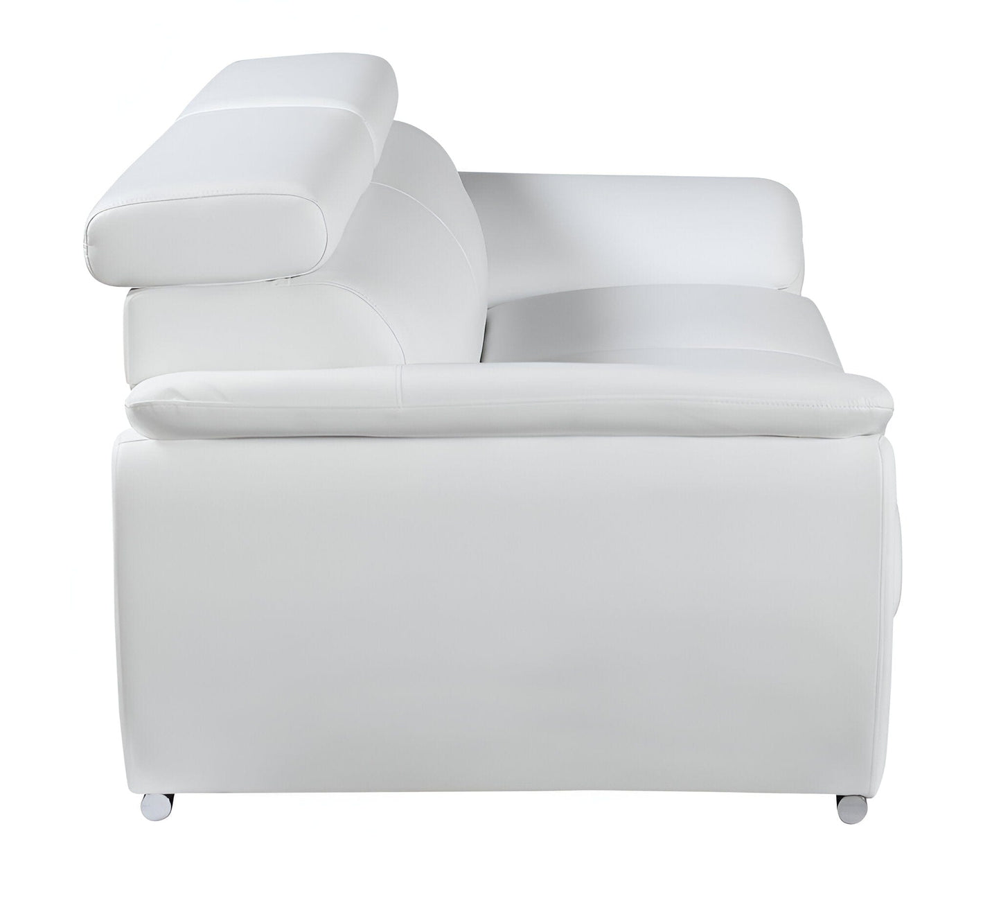 86" White Leather Sofa With Silver Legs - Homeroots - Flyclothing LLC
