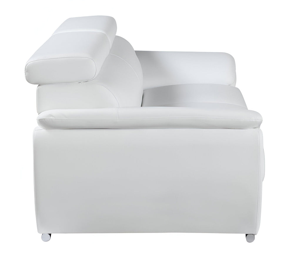 86" White Leather Sofa With Silver Legs - Homeroots - Flyclothing LLC